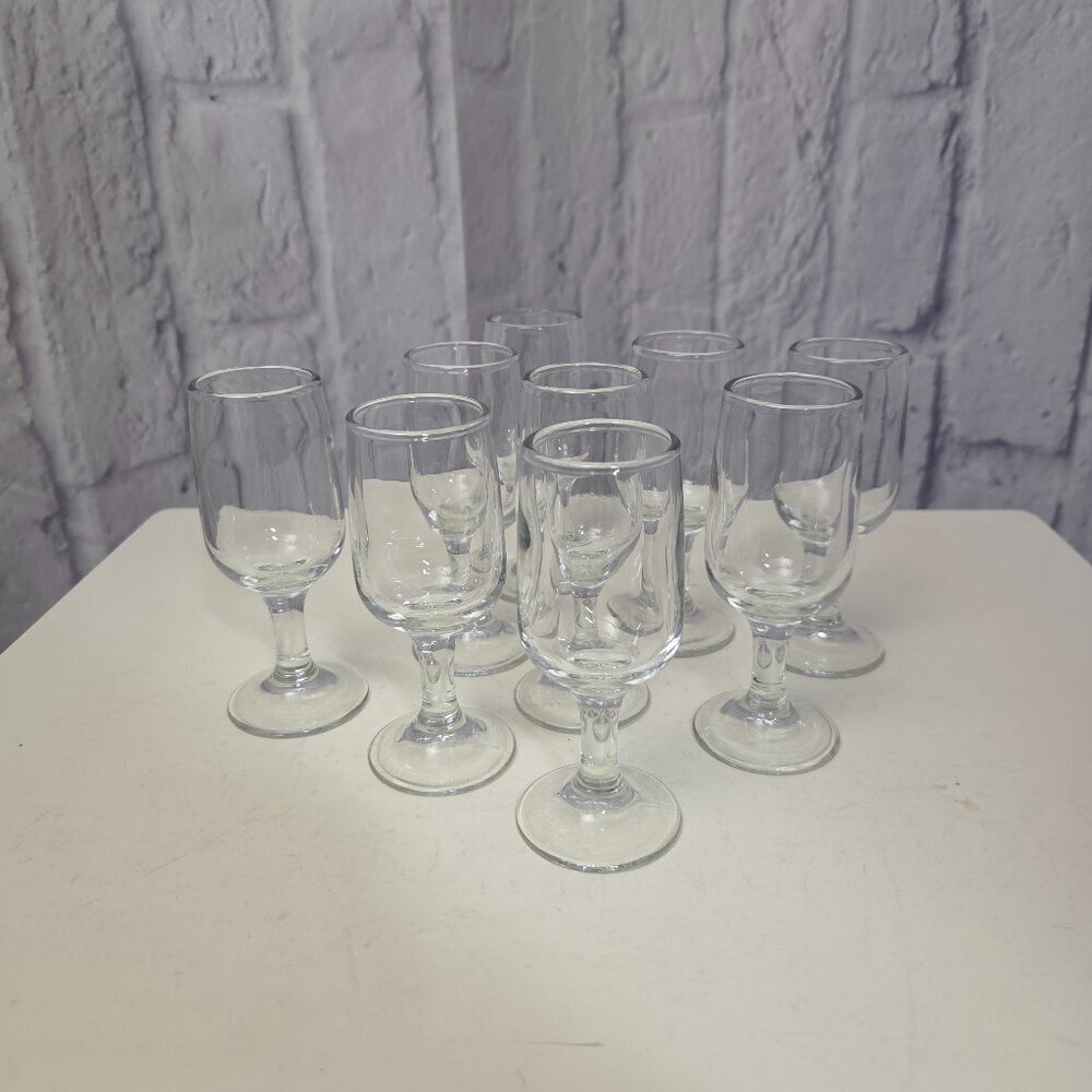 Vintage Clear Rummers Cordial Glasses Set of 9